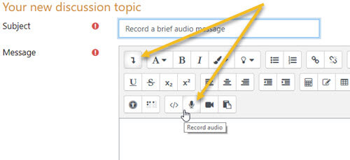 how to record a short audio message in your forum post